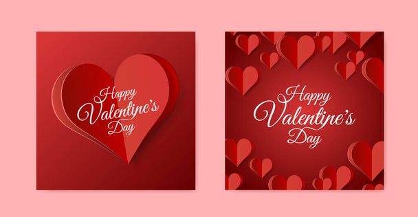 Set of High Quality Paper Shape of Heart on Gradient Background . Poster of Love for your Design . Isolated Vector Elements - Vektor, kép