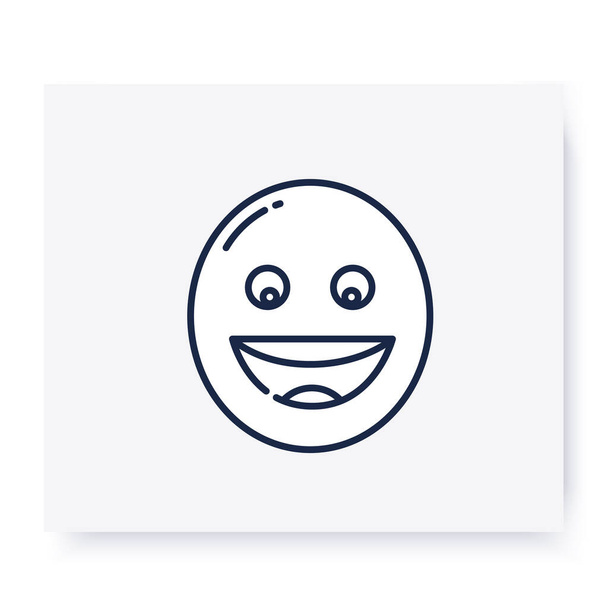 Grinning face line icon. Editable illustration - Vector, Image