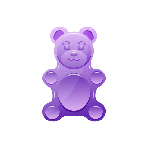 Purple gummy bear isolated on white background. Vector illustration - Vettoriali, immagini