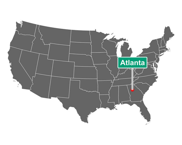 Atlanta ciudad límite signo y mapa de EE.UU. como vector de ilustración - Vector, imagen