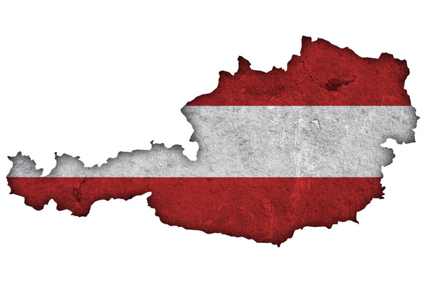 Térkép és zászló Ausztria időjárási betonon - Fotó, kép