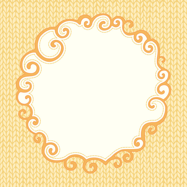 Seamless knitted pattern with doodle frame for text - Vecteur, image