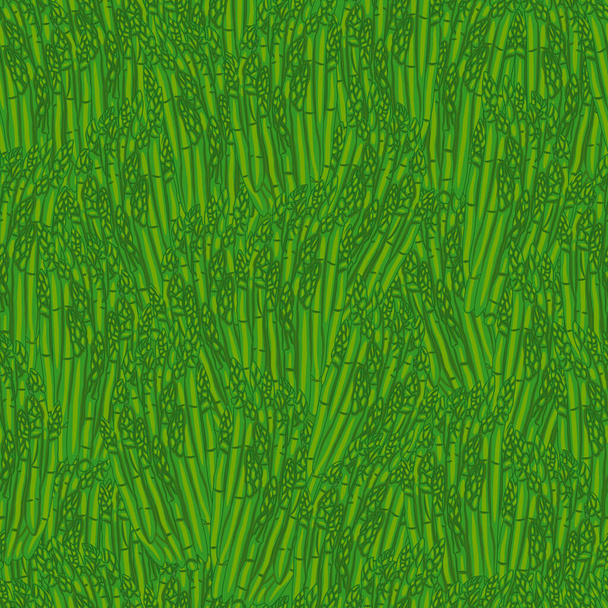 新鮮な緑のアスパラガスの野菜の茎のシームレスなパターンは、バンドルに関連付けられています。健康食品、野菜の概念。ベクターイラスト - ベクター画像