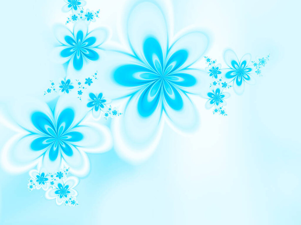 Light background with blue fractal flowers - Foto, Bild