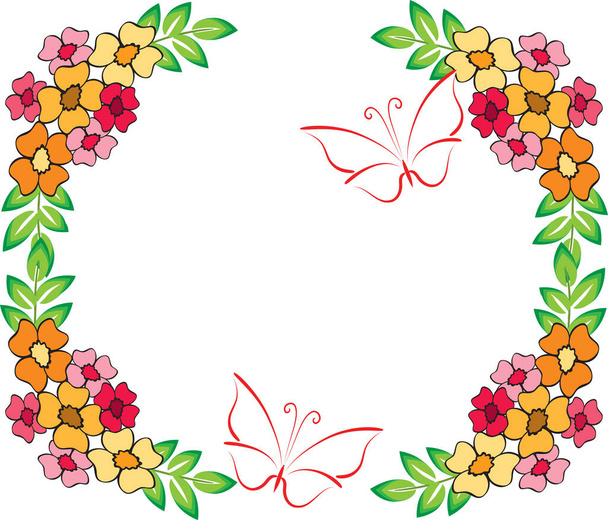 vector illustration of a floral frame - Vetor, Imagem
