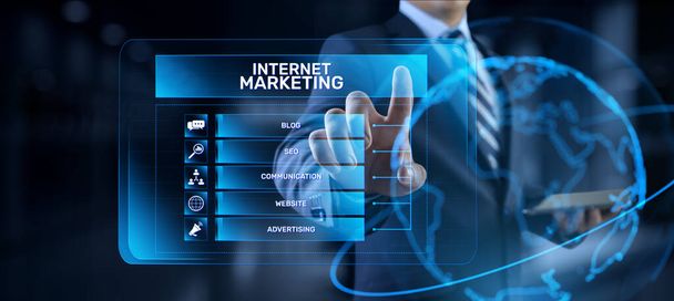 Internet online digital marketing SMM SEO business technology concept. - Foto, Bild