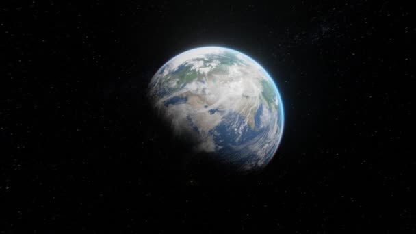 We volgen een episch beeld van de aarde die in een baan rond de ruimte vliegt. 4k resolutie 3d model Elementen van deze afbeelding geleverd door NASA - Video