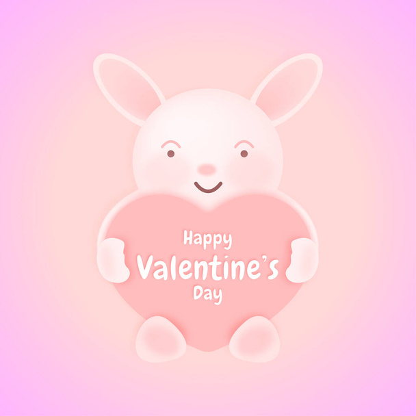 Happy valentine's day with cute character design - Vettoriali, immagini