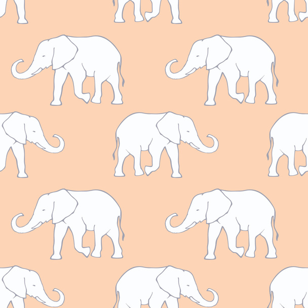 Seamless pattern with hand drawn decorative elephants - Wektor, obraz