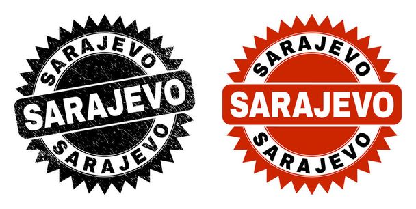 SARAJEVO Black Rosette Stamp with Rubber Style - Vecteur, image