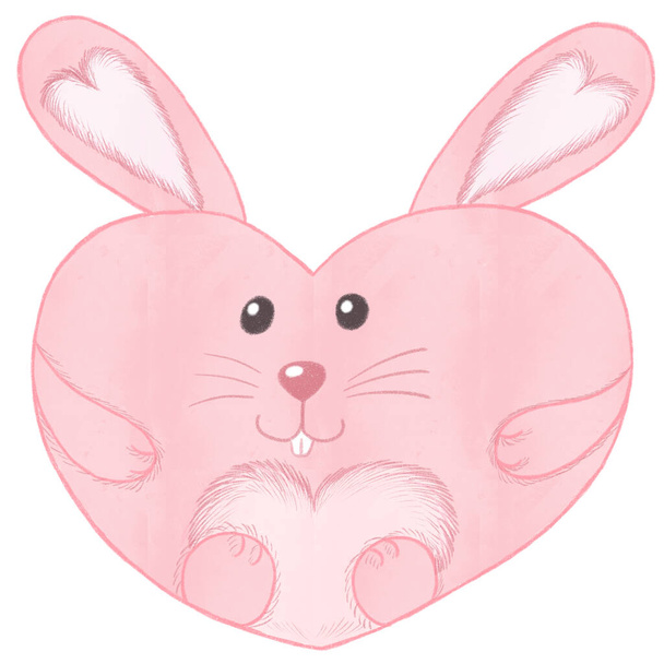 愛バレンタインかわいいピンクのウサギのハート型 - 写真・画像