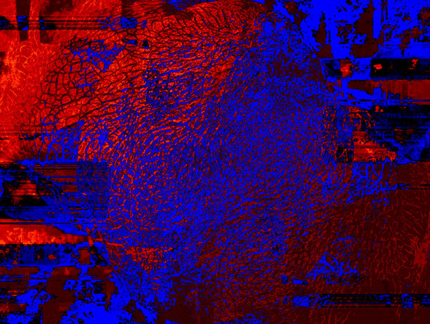 Fondo volumétrico abstracto, en formato de ilustración 3D, con una espectacular combinación de colores rojo, azul y negro. Una imagen moderna para sus proyectos. - Foto, imagen