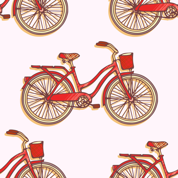 Seamless pattern with hand drawn vintage bicycles - Vektör, Görsel