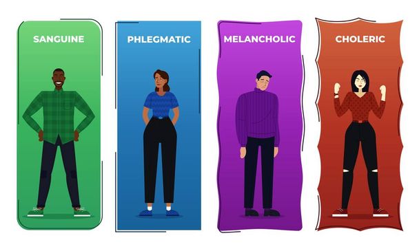 Vector illustration the four human temperaments, and phlegmatic - Vector, Image