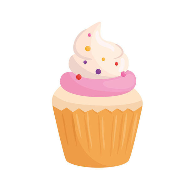 Sweet cupcake with cream vector design - Vector, afbeelding
