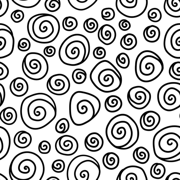 black spirals on white background. seamless vector design. abstract elements. simple elements for coloring - Vecteur, image