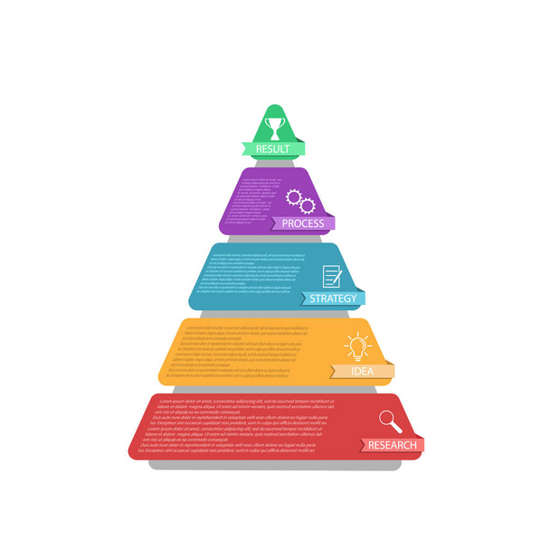 Infographic pyramid. The triangle diagram is divided into 5 parts - Vektör, Görsel
