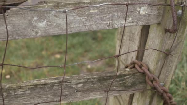 Puerta de madera en el campo de los agricultores  - Metraje, vídeo