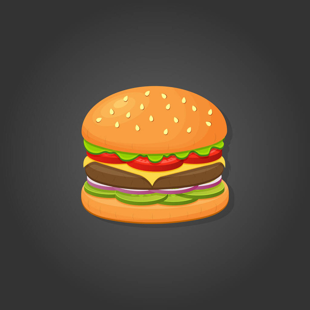 Векторна ілюстрація смачного, свіжого бургеру. гамбургер. сирний гамбургер. Фастфуд, фастфуд, концепція меню
. - Вектор, зображення