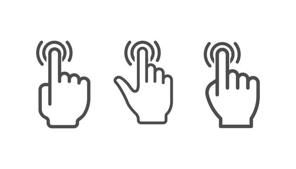 Hand click icons set on white background - Vector, Image