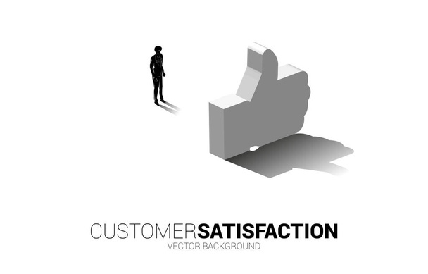 Homme d'affaires Silhouette debout avec icône pouce vers le haut 3D. concept de satisfaction du client, notation et classement du client. - Vecteur, image