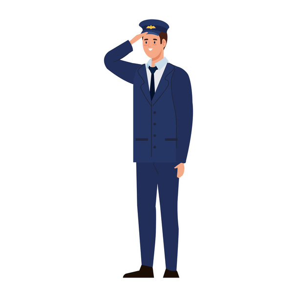airline pilot captain with uniform character - Vector, Image