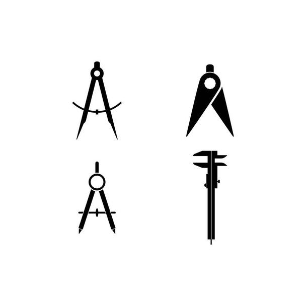 El icono del divisor. Agrimensor y geometría, ingeniero, arquitecto, símbolo escolar. Ilustración vectorial plana - Vector, imagen