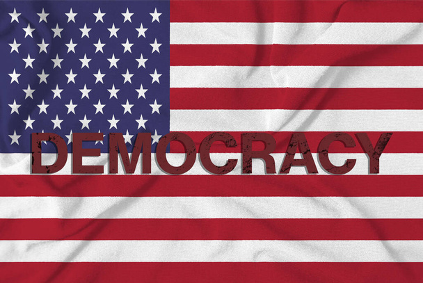 vlag van de Verenigde Staten geschreven democratie - Foto, afbeelding
