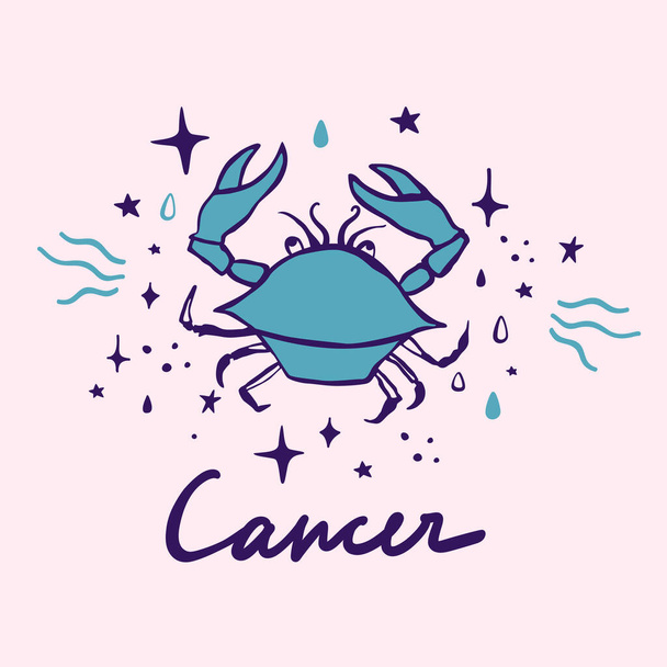 Hand drawn vector zodiac sign. Cancer - Vector, Image