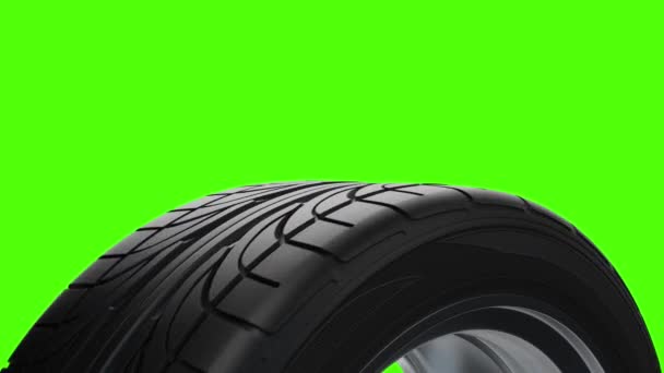 Петля Спінінг автомобільного колеса на зеленому фоні
 - Кадри, відео