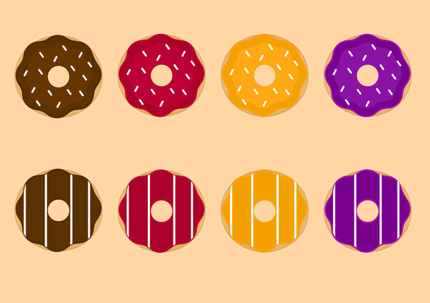 desenhos coloridos donut com sabores diferentes - Vetor, Imagem