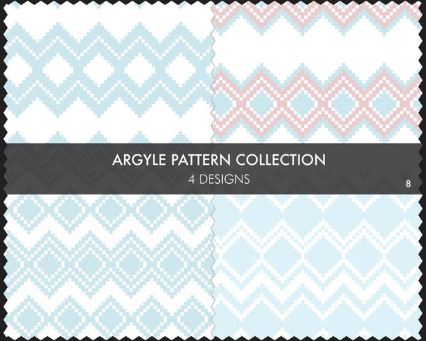Argyle nahtlose Musterkollektion umfasst 4 Designmuster für Modetextilien, Strickwaren und Grafiken - Vektor, Bild