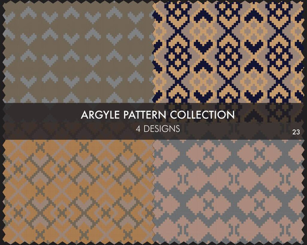 Argyle coleção de padrões sem costura inclui 4 amostras de design para têxteis de moda, malhas e gráficos - Vetor, Imagem