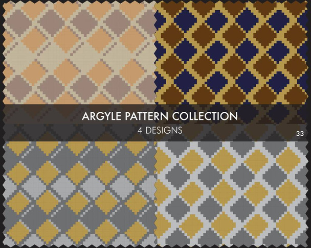 Argyle naadloze patrooncollectie bevat 4 designstalen voor modetextiel, breiwerk en graphics - Vector, afbeelding