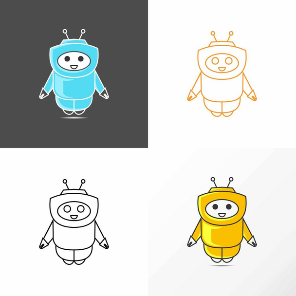 funny and unique robot with smiling sweetly image graphic icon logo design abstract concept vector stock. Can be used as a symbol related to tech - Vetor, Imagem