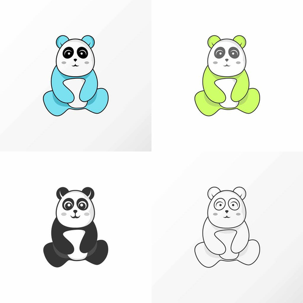 cute panda in sitting image graphic icon logo design abstract concept vector stock. Can be used as a symbol associated animal or cartoon - Vektori, kuva