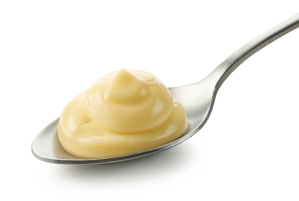 cucchiaio di maionese isolato su sfondo bianco - Foto, immagini