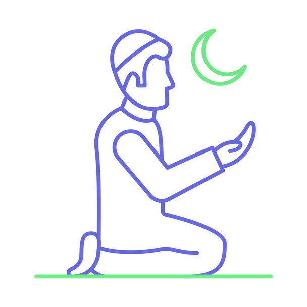 Kolayca değiştirilebilen ya da düzenlenebilen izole edilmiş Vektör simgesine dua eden bir adam - Vektör, Görsel