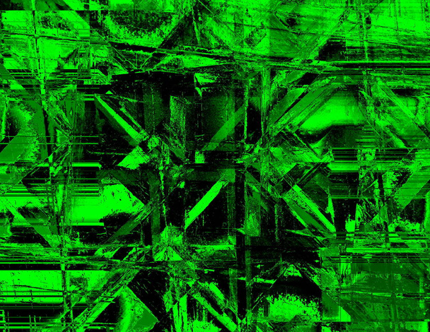 Grüner Hintergrund mit auffallenden dunklen und hellen Akzenten. Surreale Wandleinwände im Stil moderner Kunst. - Foto, Bild