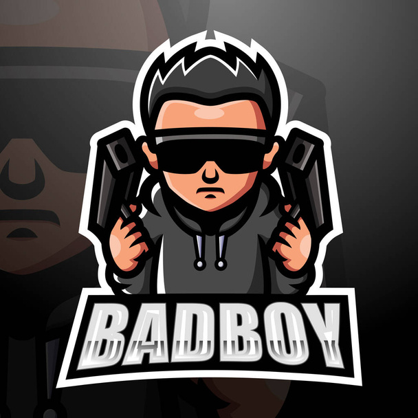 Ilustración vectorial de Bad boy mascota esport logo design - Vector, imagen
