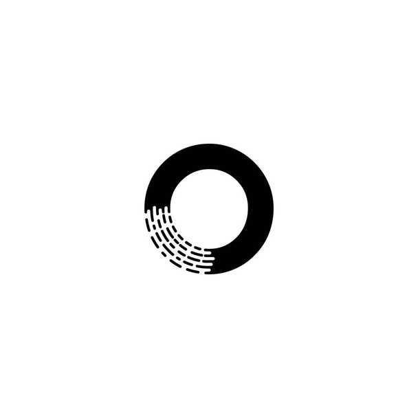 Απλό σχέδιο λογότυπο γράμμα με παύλα επίδραση γραμμή. Αρχικό γράμμα O σε κεφαλαίο sans serif στυλ γραμματοσειράς. - Διάνυσμα, εικόνα