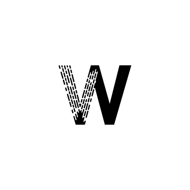 Design semplice del logo della lettera con effetto linea trattino. Lettera W iniziale in maiuscolo sans serif font style. - Vettoriali, immagini
