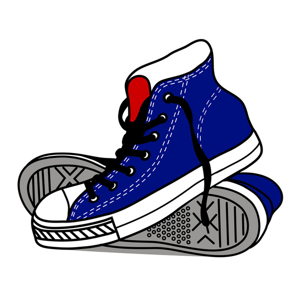 Drawing old athletic shoes - Διάνυσμα, εικόνα