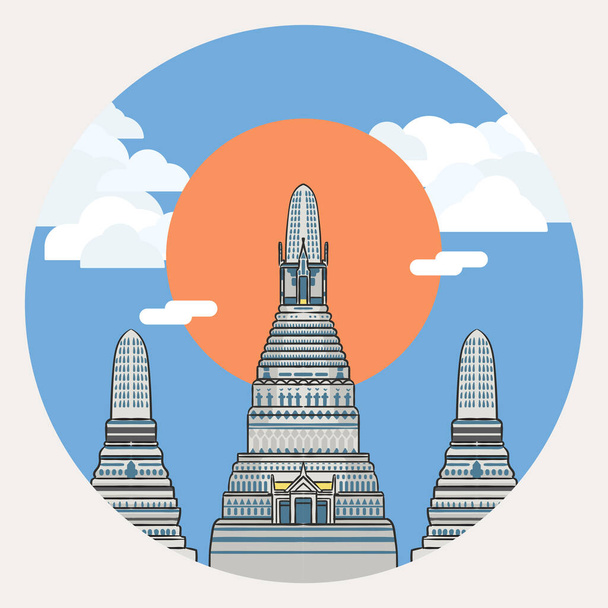 Illusztráció Wat Arun, a leghíresebb templom Thaiföldön. - Vektor, kép