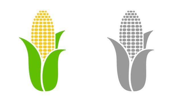 Icono de maíz en color y monocromo - Vector, imagen