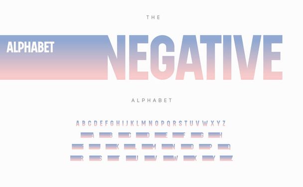 Negative space alphabet. Stunning color gradient font, condensed type for modern logo, headline, monogram, creative lettering and maxi typography. Minimal style tall letters, vector typographic design - Vector, Image