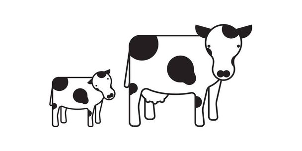 Cute dairy cow cartoon character, Vector illustration of a dairy cattle. - Vector, Image