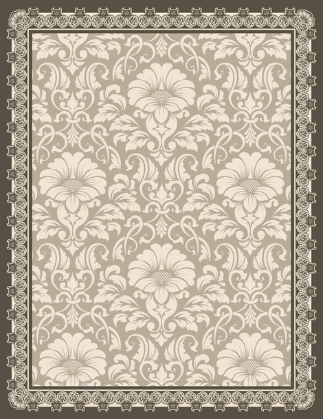 Vintage paper background with ornamental border and decorative patterns. - Zdjęcie, obraz