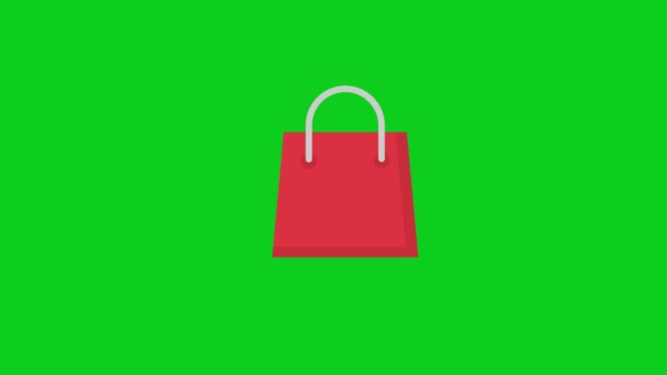 Shopping Bag icon animation - Vector art.. 4K video.Simple motion animation.can be used for Explainer Video.green background - Кадры, видео