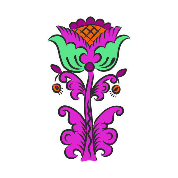 estilo de arte folclórico botánico flores de fantasía floral y estampado botánico. ilustración vectorial - Vector, Imagen